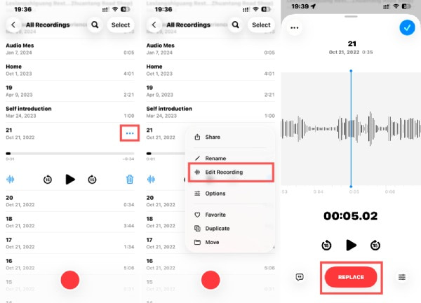 Hangjegyzet szerkesztése Csere