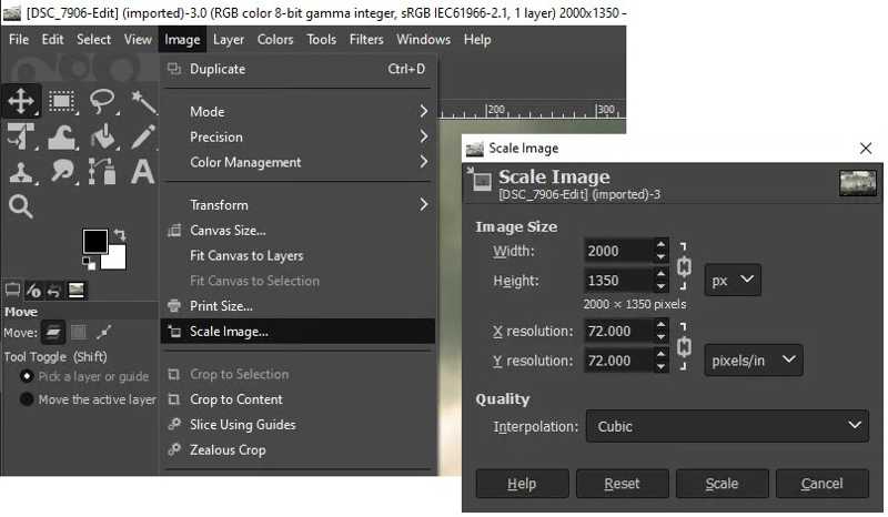 PNG-Datei in GIMP verkleinern