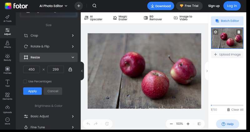 Redimensionner Fotor