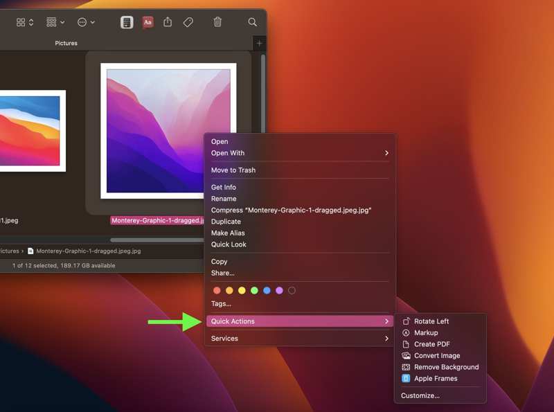 Remove Background in Quick Actions Finder Menu