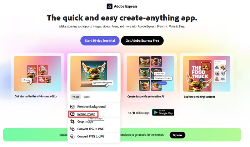 Adobe Express Ändra storlek på bild