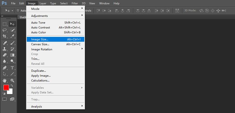 Открыть окно размера изображения