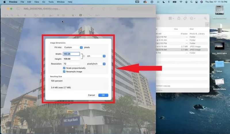 Изменить размер предварительного просмотра