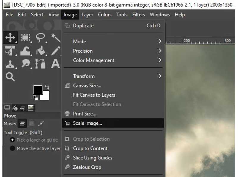 Масштаб изображения GIMP