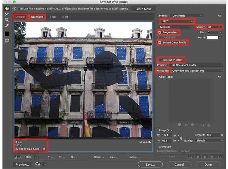 Opslaan voor web Photoshop
