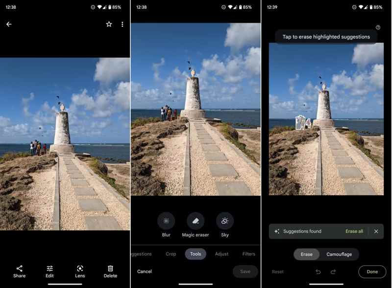 Magic Eraser Tool in Google Photos App