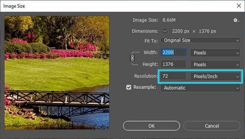 Redimensionner l'image avec Photoshop
