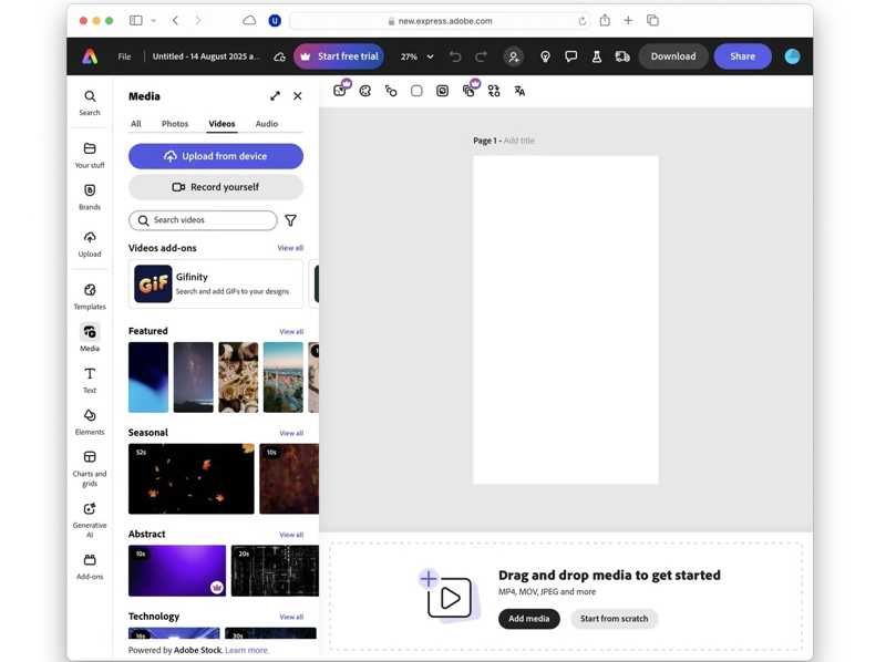 Upload Adobe Express