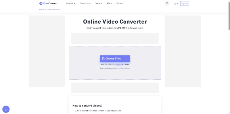 FreeConvert Interface