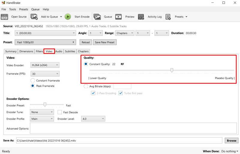 ビデオ品質ハンドブレーキ