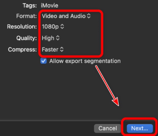 iMovie 导出