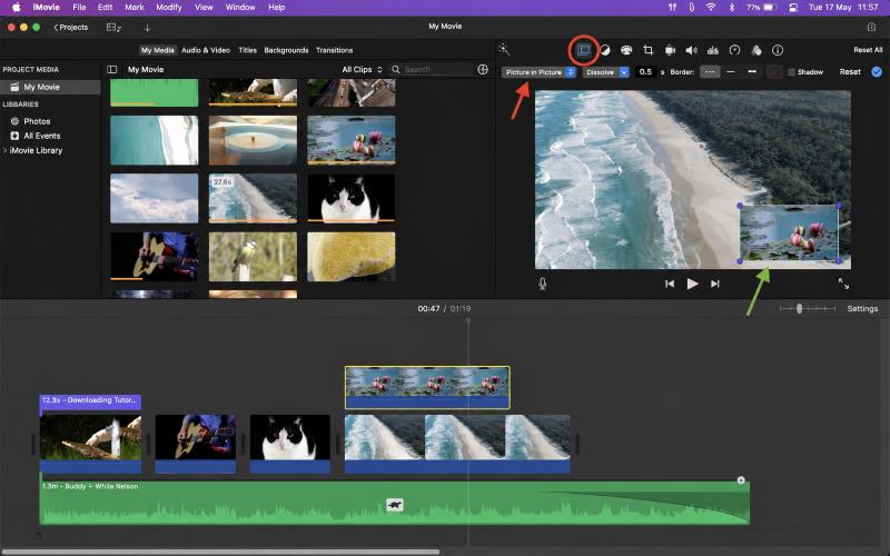 iMovie 中已启用画中画功能