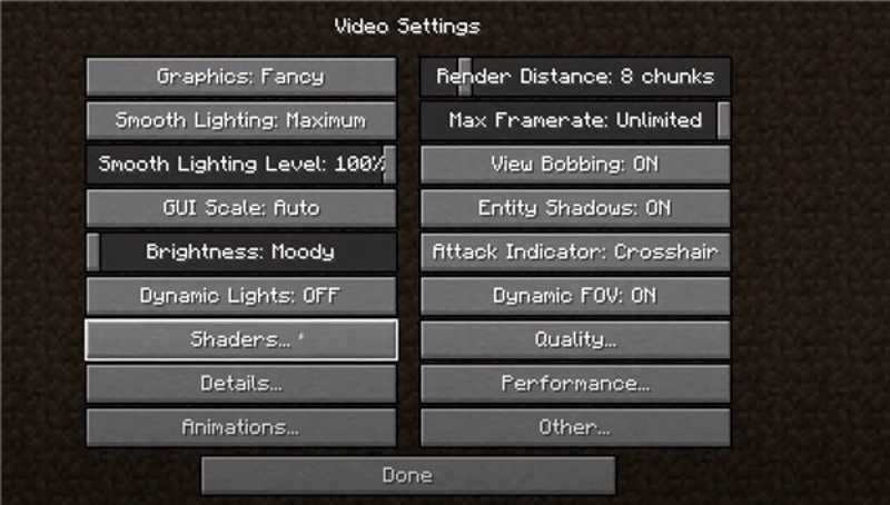 Shaders Option