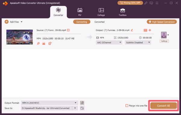 Αποθήκευση MP4 Apeaksoft