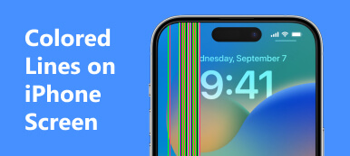 Värilliset viivat iPhonen näytöllä