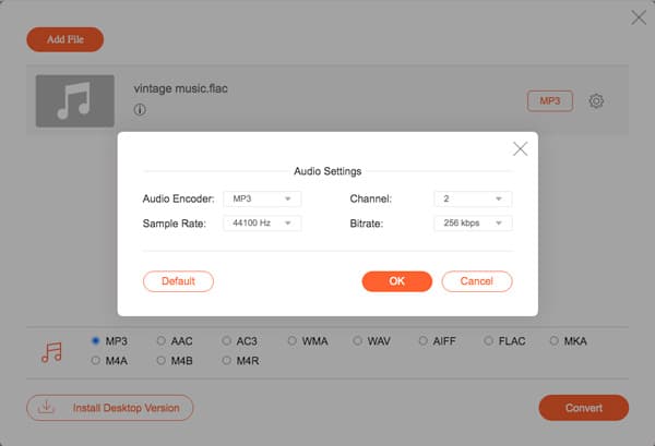 Convertidor de FLAC a MP3 en línea