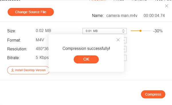 M4V compressé enregistré