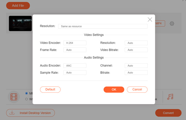 Adjust video audio settings