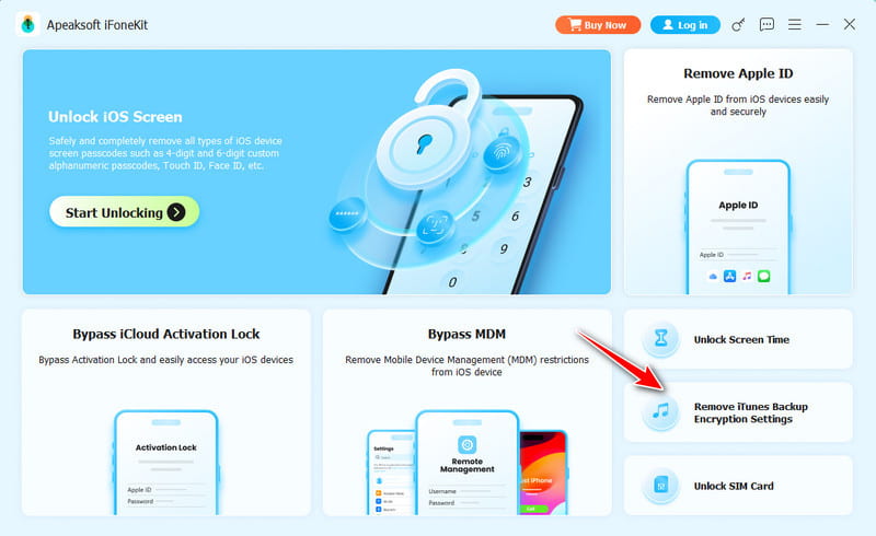 Choose Remove iTunes Backup Password Mode