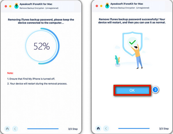 Start Removing iTunes Backup Password on Mac