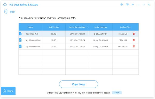 View Local Backup Data