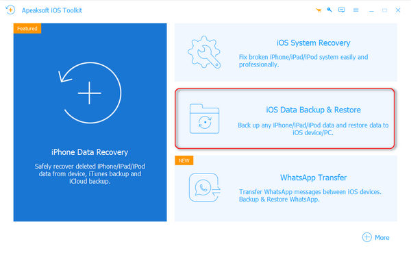 Apeaksoft iOS Veri Yedekleme ve Geri Yüklemeyi Başlatın