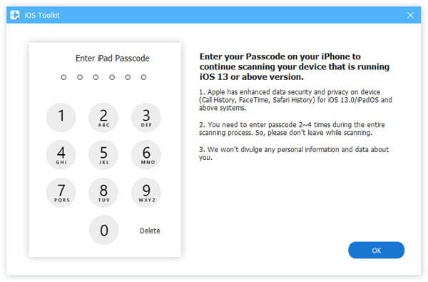 Geben Sie das Passwort iOS13 ein