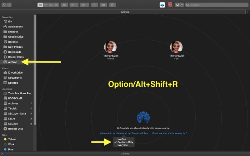 Juster Airdrop på Mac