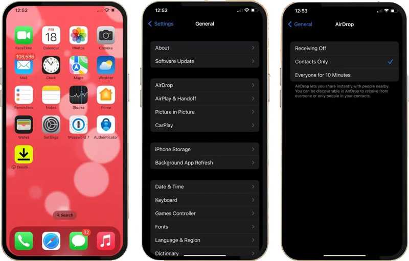 Airdrop-innstillinger iPhone