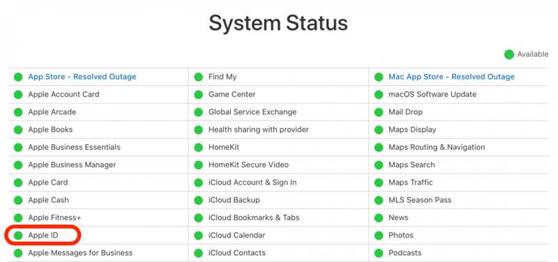 Apple Server Status