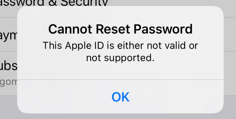 不支援的 Apple ID 或提示無效