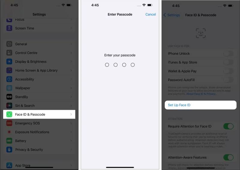 フェイスIDのセットアップ
