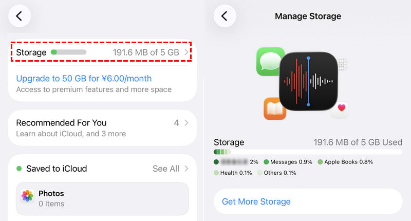 Vérifiez le stockage iCloud