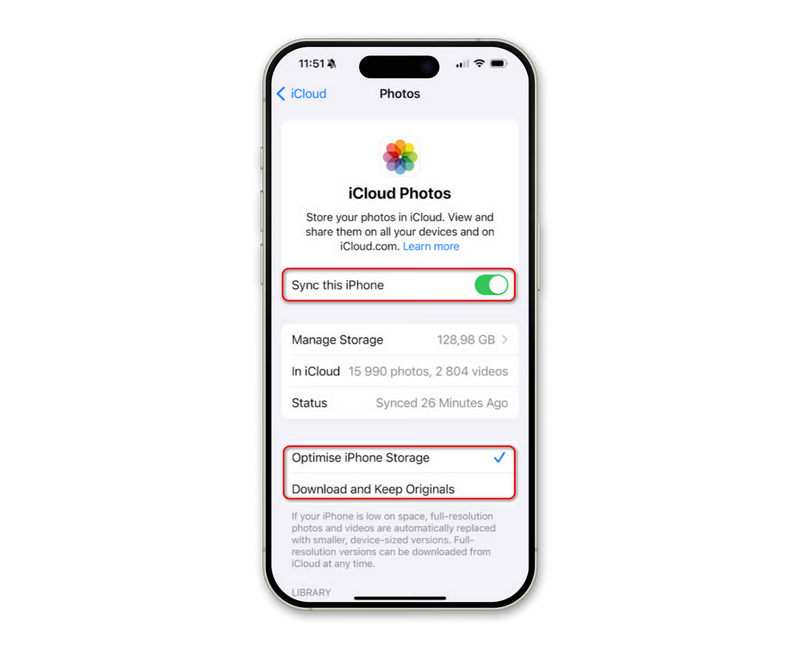 Синхронизация фотографий с iCloud с iPhone
