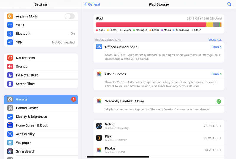 Vérifiez le stockage de l'iPad