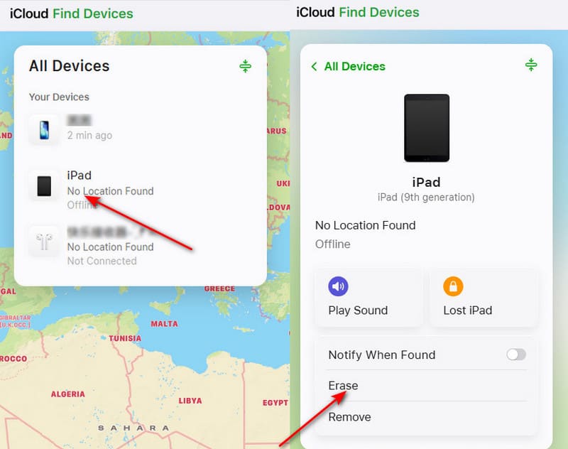 在 iCloud 中抹除已停用的 iPad