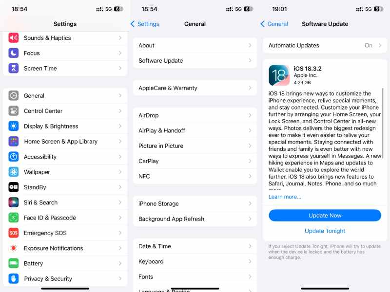 iOSのバージョンを更新する
