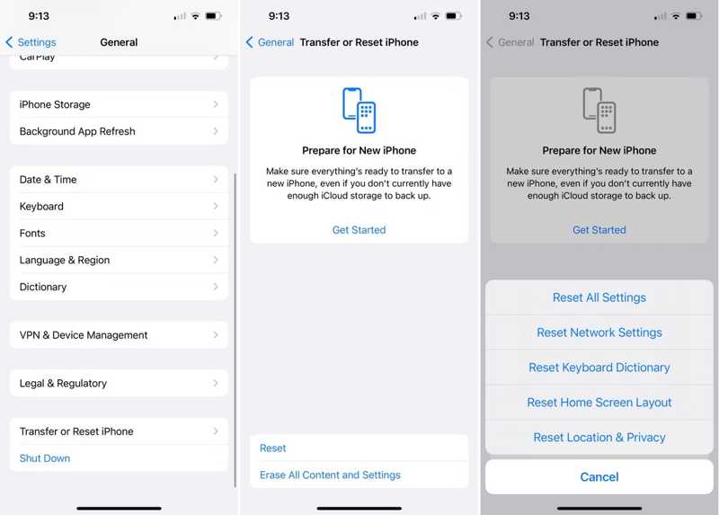 Réinitialiser tous les réglages
