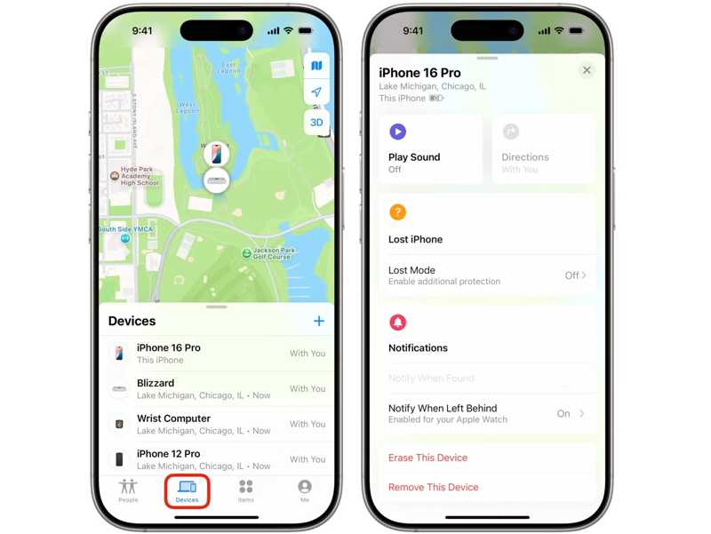 Wis dit apparaat via Zoek mijn apparaat.