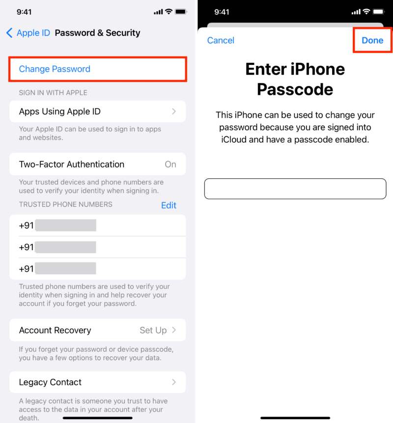 Återställ iTunes-lösenord på iPhone