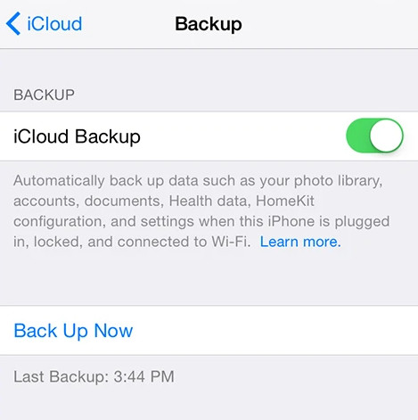 Aktiver iCloud-sikkerhetskopi