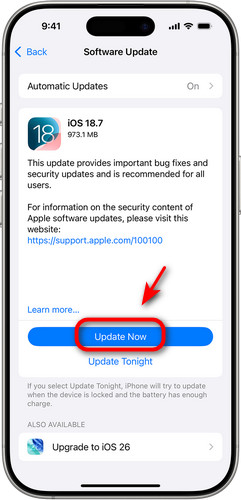 Actualice iOS a la última versión