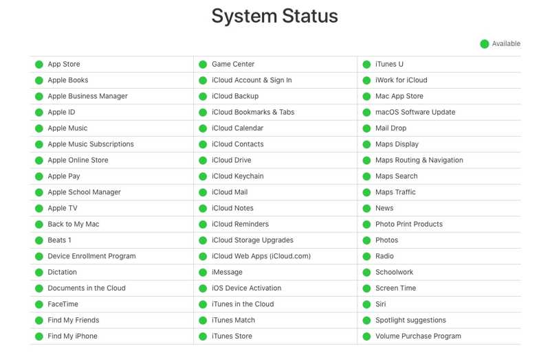 Apple Server Status