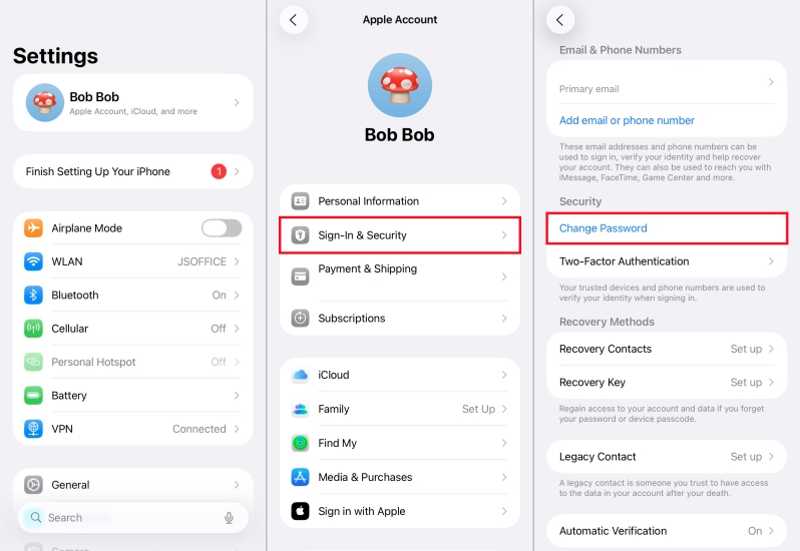Change Apple ID Password iPhone