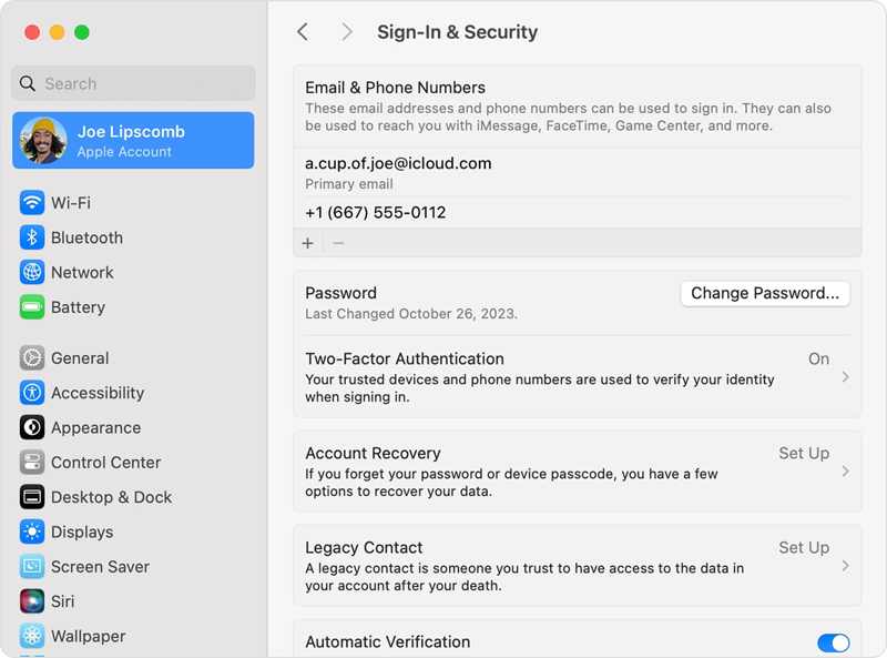 Change Apple ID Password Mac
