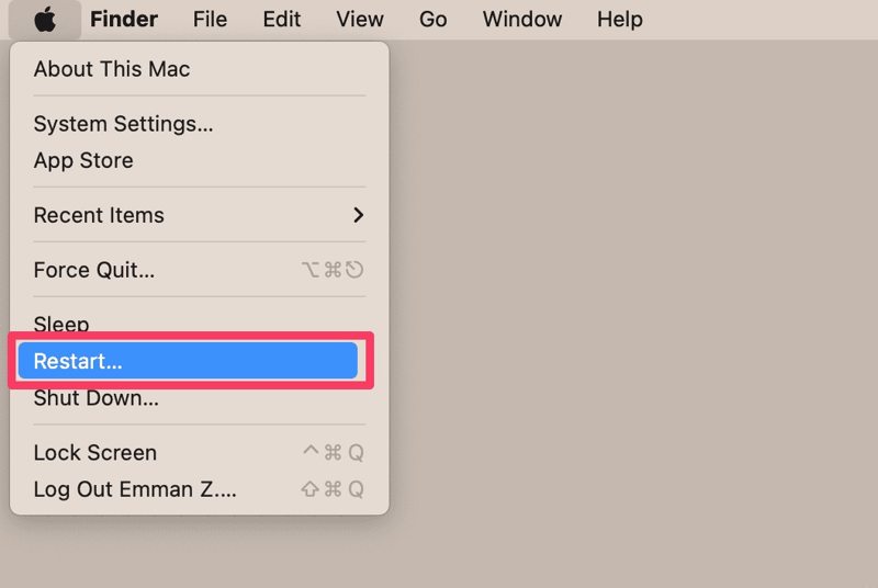 Restart Mac