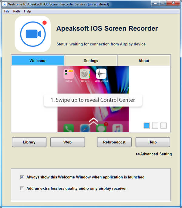 Interface d'enregistrement d'écran IOS