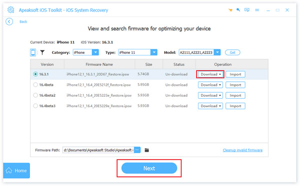 Importieren Download-Firmware