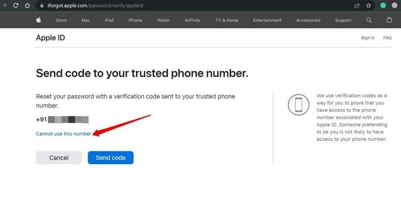 Reset Password Phone Number