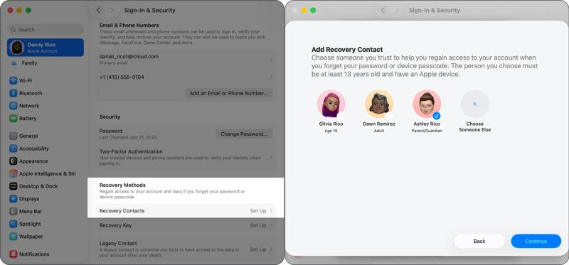 Set Recovery Contact on Mac